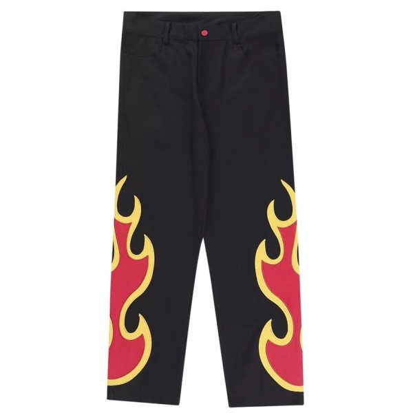 Flame Side Embroidered Pants